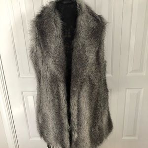 Gray faux fur vest